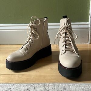 Cool Planet by Steve Madden  cream / beige platform combat boots